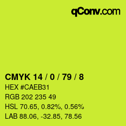 カラーコード: CMYK 14 / 0 / 79 / 8 | qconv.com
