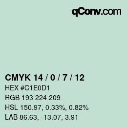 颜色代码: CMYK 14 / 0 / 7 / 12 | qconv.com