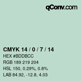 カラーコード: CMYK 14 / 0 / 7 / 14 | qconv.com