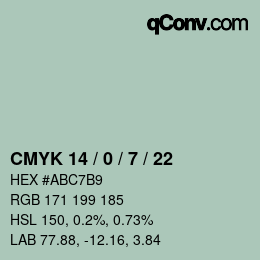 Color code: CMYK 14 / 0 / 7 / 22 | qconv.com