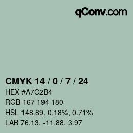 カラーコード: CMYK 14 / 0 / 7 / 24 | qconv.com