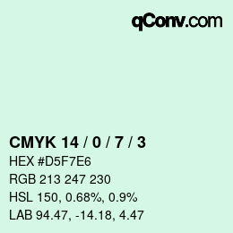 カラーコード: CMYK 14 / 0 / 7 / 3 | qconv.com