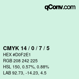 カラーコード: CMYK 14 / 0 / 7 / 5 | qconv.com