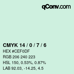 颜色代码: CMYK 14 / 0 / 7 / 6 | qconv.com