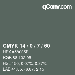 颜色代码: CMYK 14 / 0 / 7 / 60 | qconv.com