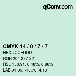 Code couleur: CMYK 14 / 0 / 7 / 7 | qconv.com