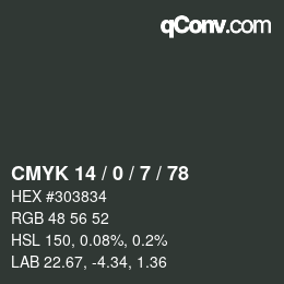 Color code: CMYK 14 / 0 / 7 / 78 | qconv.com