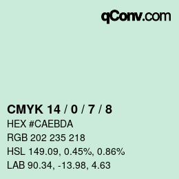 カラーコード: CMYK 14 / 0 / 7 / 8 | qconv.com