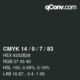 Color code: CMYK 14 / 0 / 7 / 83 | qconv.com