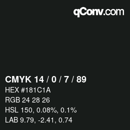 Color code: CMYK 14 / 0 / 7 / 89 | qconv.com