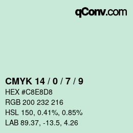 颜色代码: CMYK 14 / 0 / 7 / 9 | qconv.com