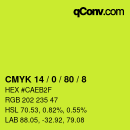 カラーコード: CMYK 14 / 0 / 80 / 8 | qconv.com