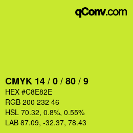 Color code: CMYK 14 / 0 / 80 / 9 | qconv.com