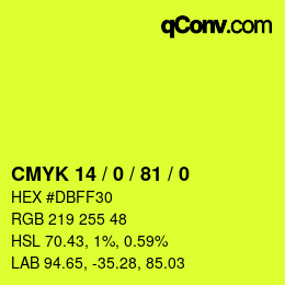 Color code: CMYK 14 / 0 / 81 / 0 | qconv.com