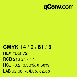 Color code: CMYK 14 / 0 / 81 / 3 | qconv.com