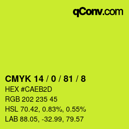 颜色代码: CMYK 14 / 0 / 81 / 8 | qconv.com