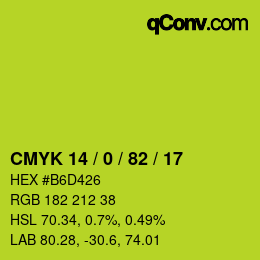 Color code: CMYK 14 / 0 / 82 / 17 | qconv.com