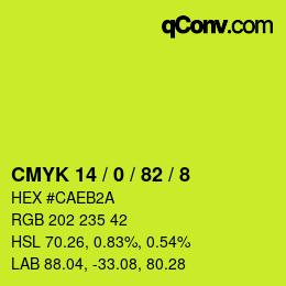 カラーコード: CMYK 14 / 0 / 82 / 8 | qconv.com