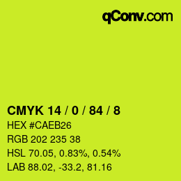 Color code: CMYK 14 / 0 / 84 / 8 | qconv.com