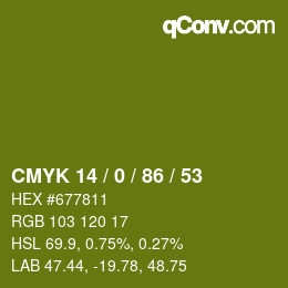 カラーコード: CMYK 14 / 0 / 86 / 53 | qconv.com