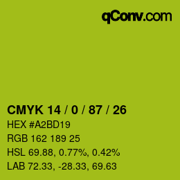 Color code: CMYK 14 / 0 / 87 / 26 | qconv.com