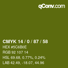 Color code: CMYK 14 / 0 / 87 / 58 | qconv.com