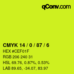 カラーコード: CMYK 14 / 0 / 87 / 6 | qconv.com