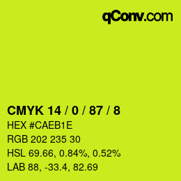 カラーコード: CMYK 14 / 0 / 87 / 8 | qconv.com