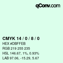 颜色代码: CMYK 14 / 0 / 8 / 0 | qconv.com