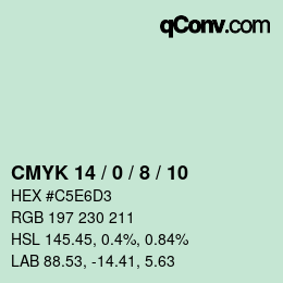 カラーコード: CMYK 14 / 0 / 8 / 10 | qconv.com