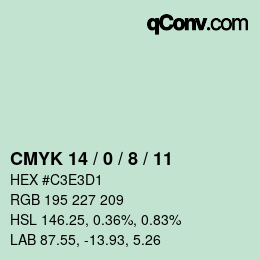 カラーコード: CMYK 14 / 0 / 8 / 11 | qconv.com