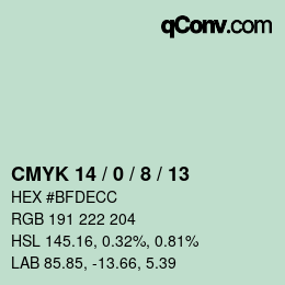 カラーコード: CMYK 14 / 0 / 8 / 13 | qconv.com