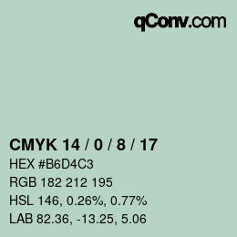 Color code: CMYK 14 / 0 / 8 / 17 | qconv.com