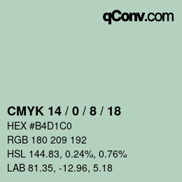カラーコード: CMYK 14 / 0 / 8 / 18 | qconv.com