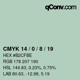 カラーコード: CMYK 14 / 0 / 8 / 19 | qconv.com