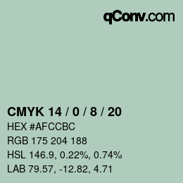 カラーコード: CMYK 14 / 0 / 8 / 20 | qconv.com