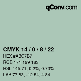 Color code: CMYK 14 / 0 / 8 / 22 | qconv.com