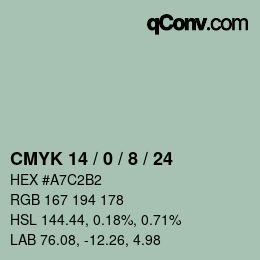 Color code: CMYK 14 / 0 / 8 / 24 | qconv.com