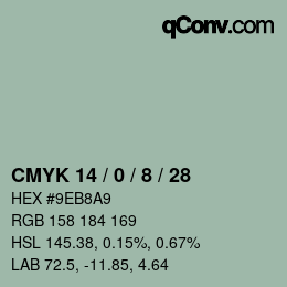 カラーコード: CMYK 14 / 0 / 8 / 28 | qconv.com