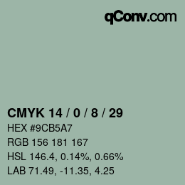 Color code: CMYK 14 / 0 / 8 / 29 | qconv.com