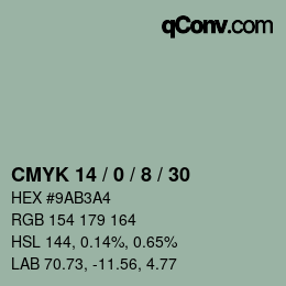 カラーコード: CMYK 14 / 0 / 8 / 30 | qconv.com