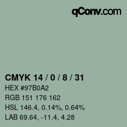 カラーコード: CMYK 14 / 0 / 8 / 31 | qconv.com