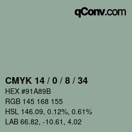 Color code: CMYK 14 / 0 / 8 / 34 | qconv.com