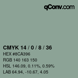 カラーコード: CMYK 14 / 0 / 8 / 36 | qconv.com