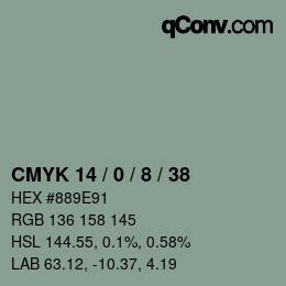 颜色代码: CMYK 14 / 0 / 8 / 38 | qconv.com