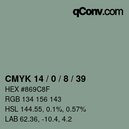 カラーコード: CMYK 14 / 0 / 8 / 39 | qconv.com