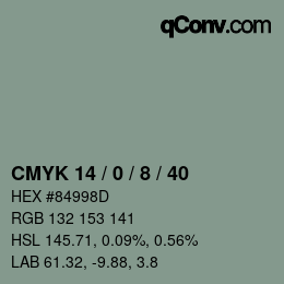 カラーコード: CMYK 14 / 0 / 8 / 40 | qconv.com