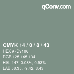 カラーコード: CMYK 14 / 0 / 8 / 43 | qconv.com