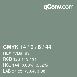 カラーコード: CMYK 14 / 0 / 8 / 44 | qconv.com