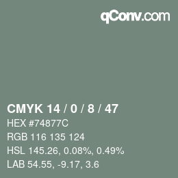 颜色代码: CMYK 14 / 0 / 8 / 47 | qconv.com